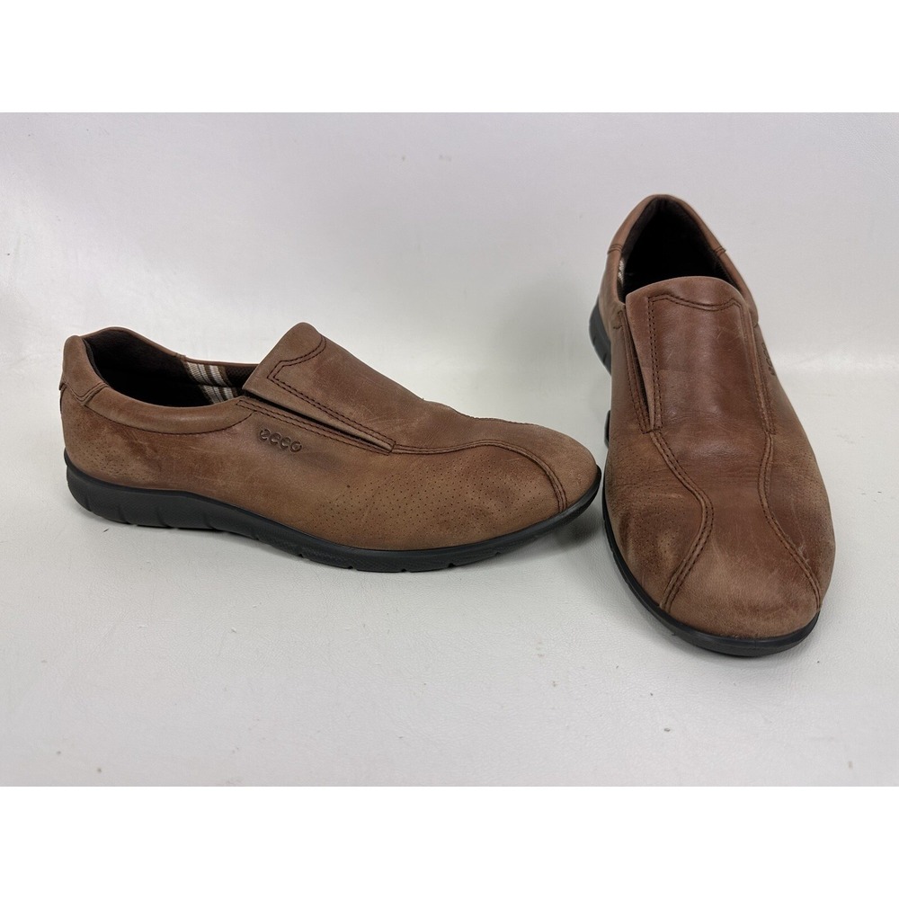 Ecco Brown Leather Slip on Shoes Women's EUR 40 US 9 Casual‎ Loafers